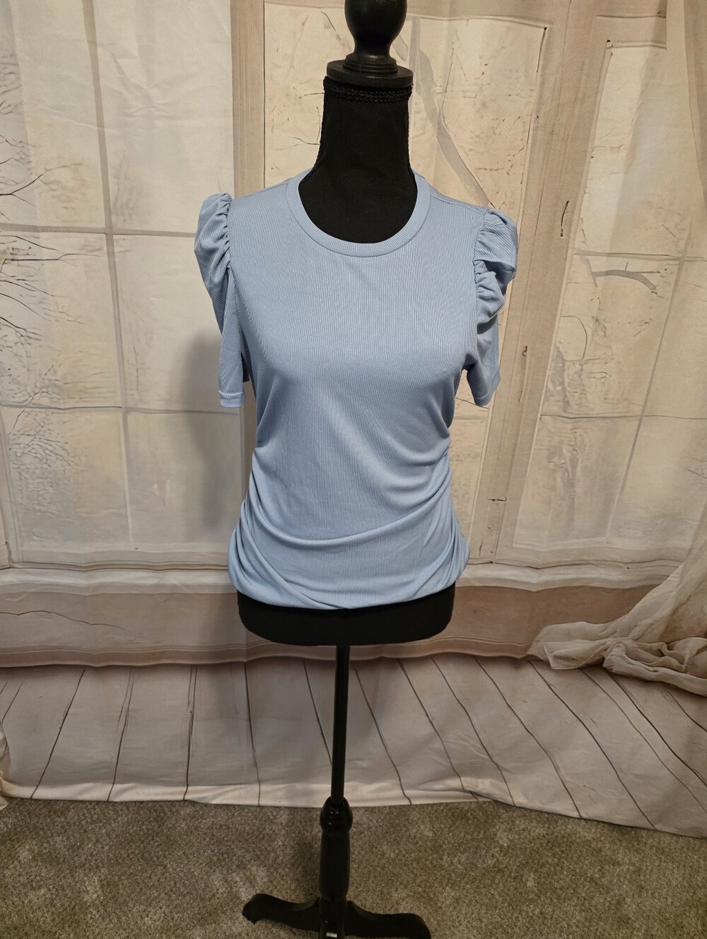 Kohl's Light Blue Puff Sleeve Crewneck Tee